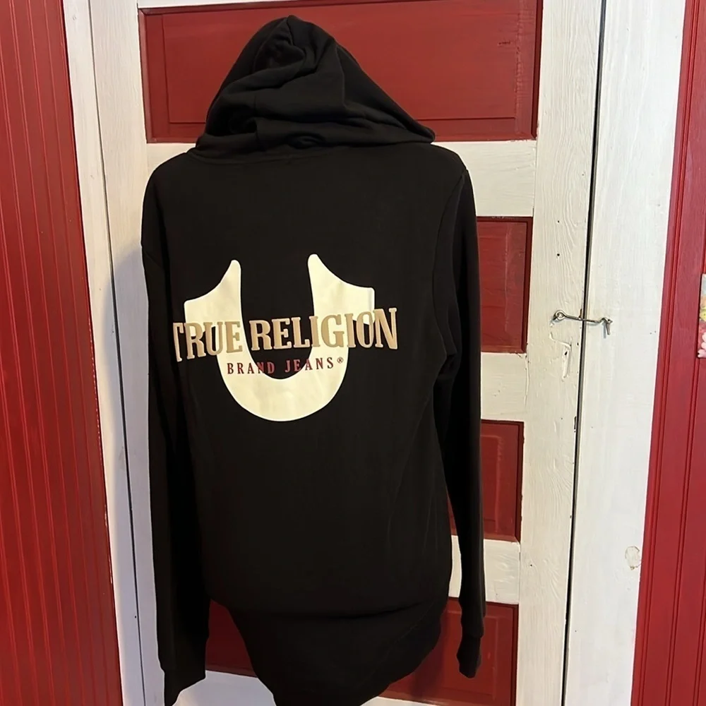 NWT True Religion Horseshoe Logo Zipper Hoodie Jacket Men’s Black M